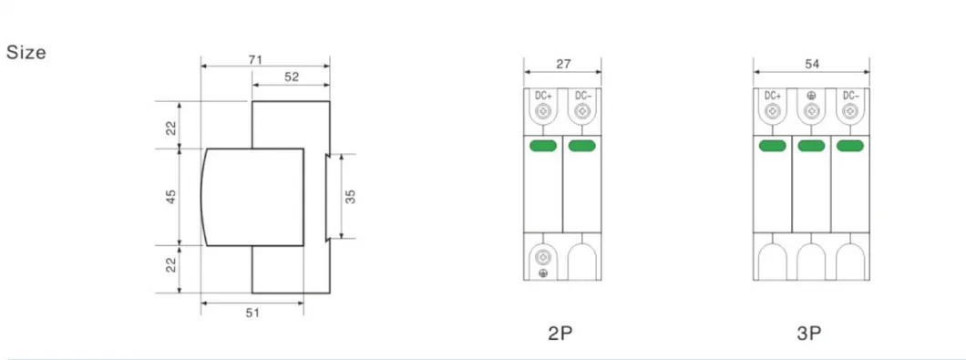 Dispositivo de protección contra sobretensiones Kp1/pararrayos contra sobretensiones clase T2 SPD 40ka/SPD eléctrico de bajo voltaje