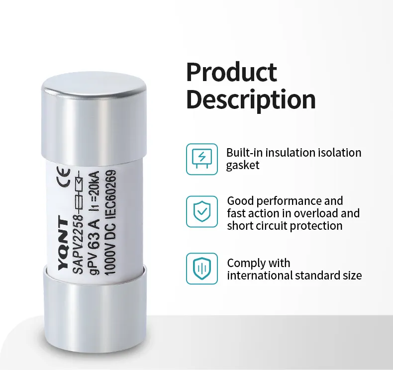 Enlace de fusible de 1000V CC/Gpv 63A DC, núcleo de fusible/vínculo de fusible de protección para equipos semiconductores