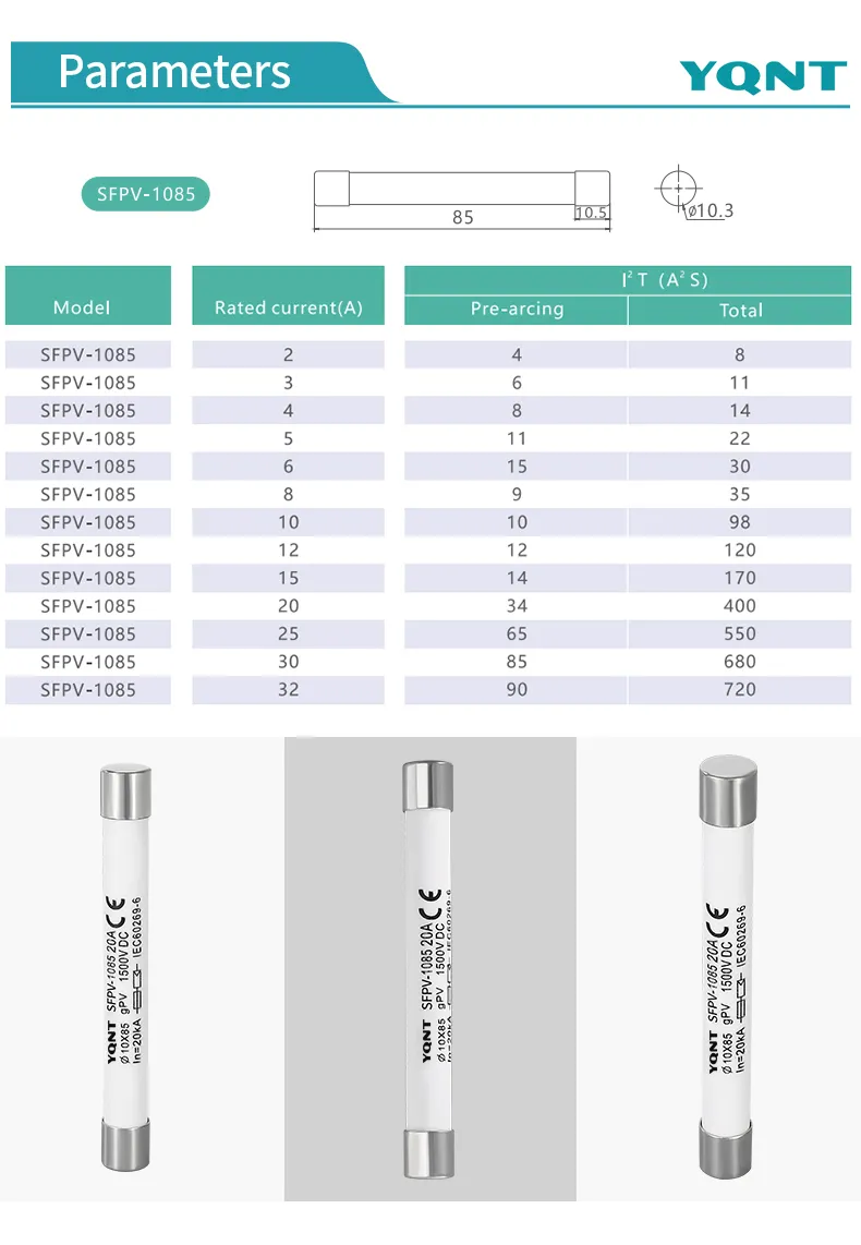 Fusible solar fotovoltaico Sfpv/fusible protector de equipos semiconductores/fusible solar de 1500 V CC