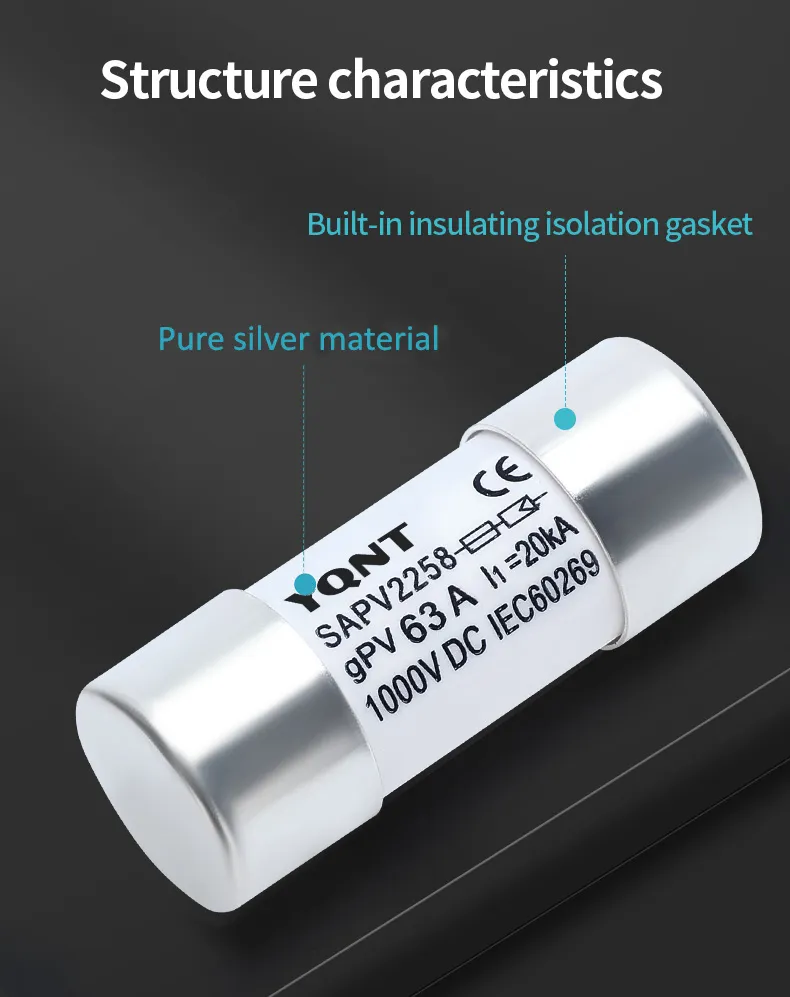 Enlace de fusible de 1000V CC/Gpv 63A DC, núcleo de fusible/vínculo de fusible de protección para equipos semiconductores