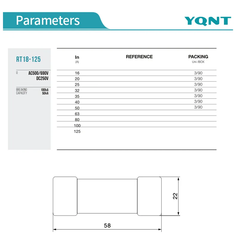 Enlace de fusible de 1000V CC/Gpv 63A DC, núcleo de fusible/vínculo de fusible de protección para equipos semiconductores